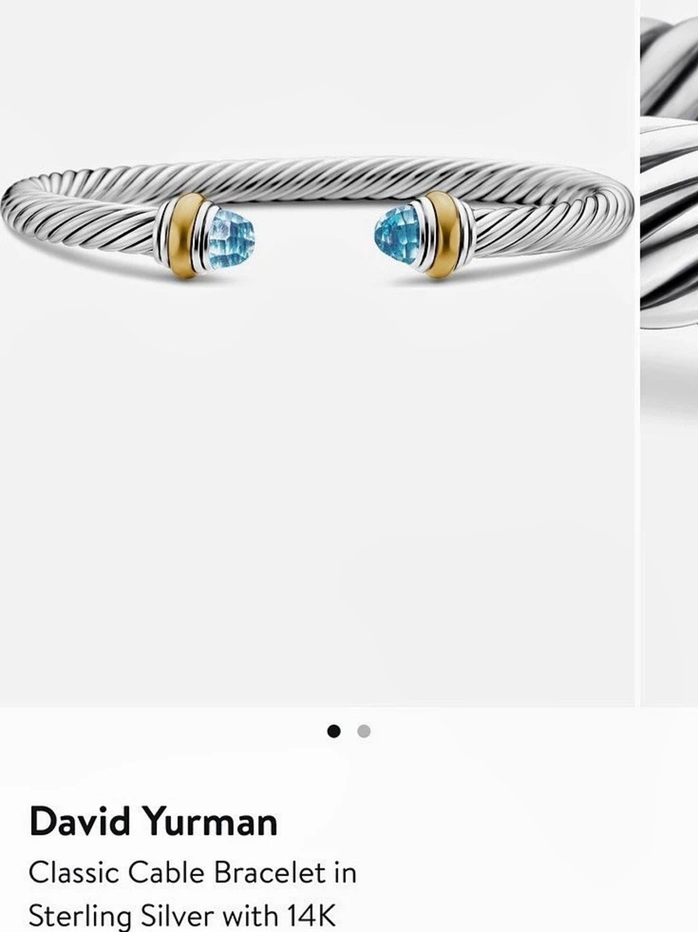 David Yurman Classic Cable Bracelet Cable Bracelet Blue Topaz Like New